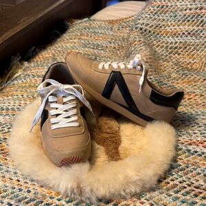 LOFT Beige and Black Sneakers with White Laces